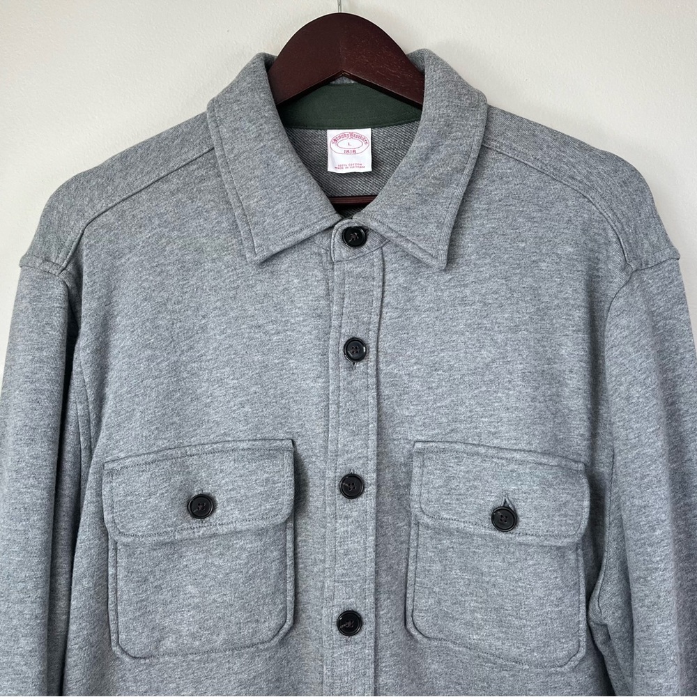 Brooks Brothers 1818 Men's Large Gray French Terry Shacket Cotton Shirt Jacket - Picture 3 of 9